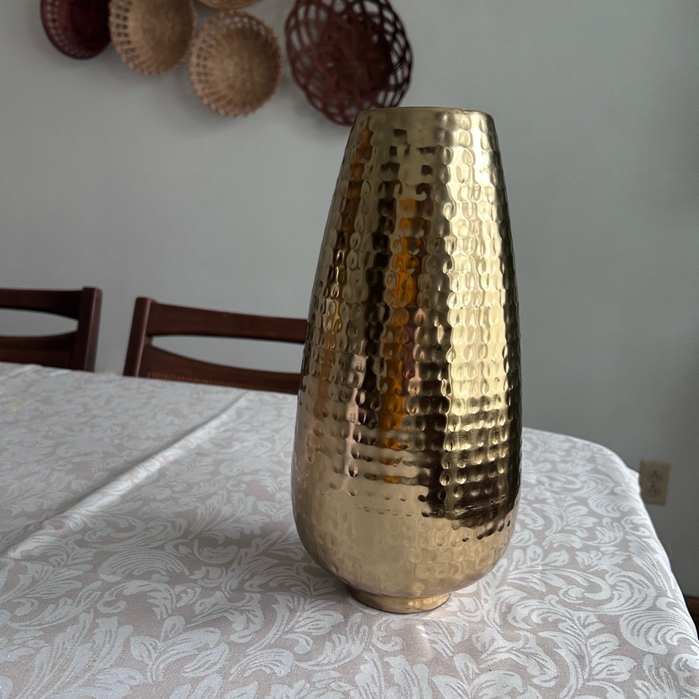 Elegant Gold Hammered Vase